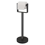 YUMORE Heavy Duty Toilet Paper Holder Stand, Extra-Weighted Base No Tipping, Stainless Steel Toilet Paper Stand, Free Standing Floor Tissue Roll Holder for Bathroom, Matte Black 200UP