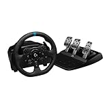 Logitech G G923 Racing Wheel und Pedale, TRUEFORCE bis zu 1000 Hz Force Feedback, Responsive Driving-Design, Doppelkupplungs-Startkontrolle, für PS5, PS4, PC, Mac – Schwarz