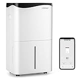 COSTWAY Deumidificatore Casa 50 L/24H 60 ㎡, Deumidificatore Ambiente con 4 Modalità e 2 Velocità, Pannello Touch o Controllo Wifi, Timer 24 H, Protezione Straripamento e Tubo di Scarico