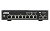 QNAP 8-Port Multi-Gig 10GbE Lite-Managed Network Switch (QSW-L3208-2C6T-US) – 6× 10/5/2.5/1G RJ-45, 2× SFP+/RJ-45 Combo