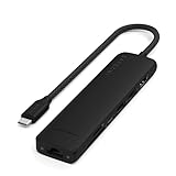 SATECHI 7 in 1 Hub USB C Slim Plus Adattatore Multiporta con Ethernet, Ricarica PD 100W, HDMI 4K@60Hz, 2x Porte USB-A 10Gbps e SD/microSD per MacBook Air & Pro, Laptop – Nero
