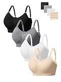 HBselect 4er Pack Gepolsterte BHS ohne Bügel Damen Rückenfrei Nahtlose Bralettes Bügelloser T-Shirt BHS Sports Bra Yoga Bustier für Frauen Mädchen