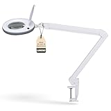 Lumeno LED lampada d'ingrandimento 7218GR con lente in vero vetro da 127 mm, lampada da lavoro e cosmetica, per estetista, hobbisti, ausilio alla lettura, 8 diottrie grigio