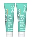 Thinkkids Safe Mineral Sunscreen SPF 50 plus, 3 Fl Oz, Natural Sunblock for Children - Water Resistant Sun Cream –Vegan Sun Screen, (Pack of 2 units)