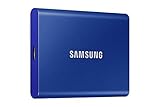 Samsung SSD Externe T7 1 To, Bleu, MU-PC1T0H/WW, Vitesse de lecture/écriture jusqu'à 1050 Mo/s, Sécurisation par mot de passe