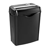 Amazon Basics Aktenvernichter, 5-6 Blätter Querschnitt, für Papier und Plastikkarten, Schwarz