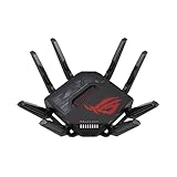ASUS ROG Rapture GT-BE98 WiFi 7 Router, quad-band, banda 320 MHz, 4096-QAM, funzionamento multi-link, doppia porta 10G, WAN di backup, sicurezza di rete, compatibilità AiMesh