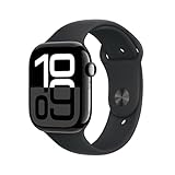 Apple Watch Series 10 GPS 46 mm Smartwatch with Jet Black Aluminium Case with Black Sport Band - M/L. Fitness Tracker, ECG App, Always-On Retina Display, Water Resistant