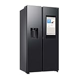 Samsung RS90F67BEFEF Side-by-Side Kühl-Gefrierkombination, AI Kühlschrank mit Gefrierfach, 178 cm, 614 l, Eis-/Wasserspender mit Tank, Family Hub, AI Energy Mode & Voice Control, Black Steel