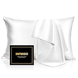INFIIXSO Mulberry Silk Pillowcase 2 Count, Silk Pillow Cases Queen Size Set with Hidden Zipper 20x30 Inches, Ultra Smooth and Soft Cooling Pillow Cases for Hot Sleepers (White, 2 Count)