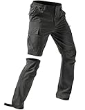 Moosehill Men's-Hiking-Pants Convertible Quick-Dry Water-Resistant Lightweight Zip-Off Outdoor for Hunting, Fishing, Safari with 5 Deep Pockets (Dark Grey, 34W*30L)