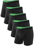 TIICHOO Mens Incontinence Underwear Washable with Absorbency Fly Front Leak Proof Boxer Briefs Pack of 5(XL,5 Black)