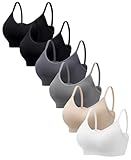 HBselect 6er Pack Gepolsterte BHS ohne Bügel Damen Rückenfrei Nahtlose Bralettes Bügelloser T-Shirt BHS Sports Bra Yoga Bustier für Frauen Mädchen XXL D