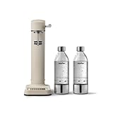Aarke Carbonator 3, Wassersprudler aus Edelstahl im modernen Sand Finish mit 2x BPA-freier 1L PET-Flasche, Sprudelwasserbereiter für Leitungswasser, kompatibel mit 60L CO2-Zylindern