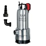 T.I.P. Edelstahl Schmutzwasser Tauchpumpe Duo-Ring, 20.000 l/h, 800W, Flachsaugend, 30mm Korngröße, 8m Förderhöhe, IPX DUO Effizient, Zuverlässig, MAXIMA 350 IPX DUO, 30274