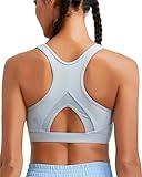 RUNNING GIRL 女性用スポーツブラ ハイサポート モールドカップ ハイインパクト スポーツブラ レーサーバック ワークアウト ランニング ヨガブラ, シルバーグレー, Medium