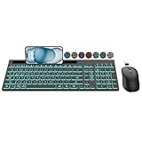 Wireless Keyboard and Mouse Combo, 7 Backlit Effects, Light Up Letters, Rechargeable, Phone Holder, 6 Button Mouse, Ergonomic Tilt Angle, 2.4GHz Silent USB Keyboard Mouse for Laptop, Computer, PC