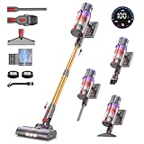 coovy 580W/55000Pa Aspirapolvere senza Fili SU7, Scopa Elettrica senza Filo Potente 75 Min Autonomia con LED Touchscreen Anti Groviglio per Tappeti Pavimento Peli Animali