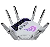 ASUS GT-BE19000AI, Router Gaming Tri-band WiFi 7 (802.11be), Larghezza di Bbanda 320 MHz e 4096-QAM, Doppia Porta 10G, AI Game Boost, Gaming Network, AURA RGB, AiMesh, Bianco
