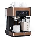 KLARSTEIN Petite Cafetière Electrique avec Mousseur de Lait, Cafetières, Machines à Café Expresso 20 Bar, en Acier Inoxydable 1350W pour Café Moulu, Qualite Barista