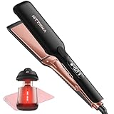 HITTIONA Flat Iron Hair Straightener – 1.75” Ceramic Infrared Ionic Flat Iron with 5s Fast Heat-Up, Vibration Technology, LCD Temp Control, Dual Voltage, Anti-Frizz Styling for All Hair Types