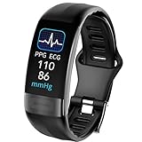 ECG + PPG Smart Watch, attività di Fitness Tracker con frequenza cardiaca Monitor Pressione sanguigna Blood Ossigeno Temperatura del Corpo Temperatura della modalità di Sospensione Pedometro,Nero