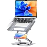 MEGETGOD Laptop Stand for Desk - Ergonomic 3 Layer Adjustable Height & 360° Rotating Laptop Riser - Ventilated Aluminum Computer Stand Compatible with MacBook Air, Dell XPS, 10-17.3" Laptops