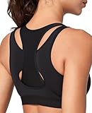 Yvette Sujetador Deportivo de Muy Fuerte sujeción con Cierre Delantero, Tallas Grandes para Fitness y Correr,Negro,XXL Grande