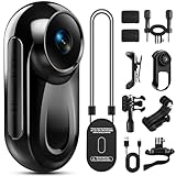 Mini Body Camera 1080P, 512G Thumb Vlogging Cam Hands-Free Recording, Action Camera with 360° Rotate Clip&Magnetic Clip, Wearable Video Recorder for Traveling/Motorcycle(SD Card Not Included) Black