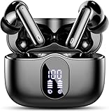 Wireless Earbuds, Bluetooth Headphones 5.4 HiFi Stereo, Wireless Earphones with ENC Noise Cancelling Mic, IP7 Waterproof in Ear Headphones, LED Digital Display Ear Buds, Touch Control, Black