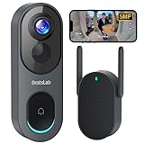 Doorbell Camera Wireless Outdoor, BOTSLAB 5MP 1:1 Head-to-Toe with 180° View, No Monthly Fee, 2-Way Audio, AI/Rader/PIR Detection, Battery/Wired, Night Vision, Alexa & Google Assistant