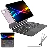 TECHGEAR Magic Keyboard Case for iPad Mini 7 (A17 Pro) & iPad Mini 6, Slim Magnetic Floating Stand, Bluetooth QWERTY, Multi-Touch Trackpad, 7-Color Backlit Keyboard for Study, Travel & Work