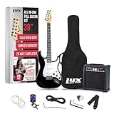 LyxPro Electric Guitar 39" inch Complete Beginner Starter kit Full Size with 20w Amp, Package Includes All Accessories, Digital Tuner, Strings, Picks, Tremolo Bar, Shoulder Strap, and Case Bag - Black