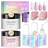 SAVILAND 60g Nail Repair Kit for Split Damaged Nails: 3 Mins Air Dry Quick & Easy Instant Broken Nail Repair Natural Clear & Pink Dip Powder with 21ml Nail Repair Glue Emergency Home & Salon Use