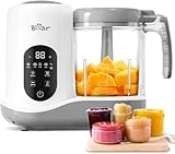Bear Robot de cocina para Bebé,Batidora multifunción para Bebé 7 en 1,Cocina y Trocea Automáticamente,Función Autolimpieza,Control por pantalla táctil,Blanco