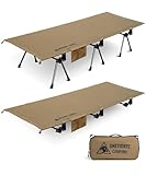 OneTigris SUPRANUBIS Feldbett klappbar 190×70 cm, tragbar Campingbett faltbar leicht, Klappbett Camping bis 150 kg für Zelt, Outdoor, Reisen, Garten, Büro (Kojote Braun)