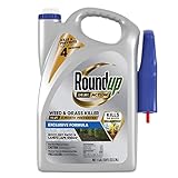Roundup Herbicida y hierba de doble acción más prevención de 4 meses, para patios y paisajes, mata hasta la raíz, resistente a la lluvia en tan rápido como 30 minutos, 1 galón.