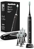 Aquasonic Black Series Ultra Whitening Toothbrush – ADA Accepted Electric Toothbrush- 8 Brush Heads & Travel Case – 40,000 VPM Electric Motor & Wireless Charging - 4 Modes w Smart Timer
