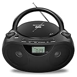 Nextron Portable CD Player Bluetooth Boombox with AM/FM Radio, USB, AUX-in, Headphone Jack, CD-R/RW & MP3-CD Compatible, Stereo Sound with Bass Boost, AC/Battery Operated – Black