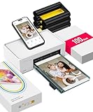 Liene Fotodrucker für Smartphone(10x15 cm)+Set mit 2 Packungen(20+80 Blatt) Fotopapier/Patrone,WiFi Handy Fotodrucker für iPhone/Android/PC, 300DPI Farbsublimation Sofortbilddrucker, Printer Portable