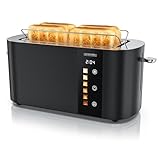 Tostapane a 2 Lunghe Fessure per 4 Fette, 1500 W, Visualizzazione a colori dei livelli di doratura, Display con indicazione del tempo rimanente, Tasti touch, Scaldapasta viennese, Doratura da 1 a 6