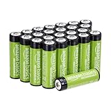 Amazon Basics confezione da 24 batterie AA NiMH ricaricabili, 2000 mAh, 1,2 V, ricaricabili fino a 1000 volte, precaricate