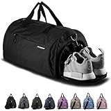 Fitgriff® Borsone Palestra - Donna & Uomo - Borsa Sportiva - per Palestra, Fitness, Sport, Piscina, Viaggio, Gym - Duffel Bag (Black, 58 x 31 x 31 cm (Medium))