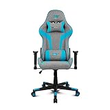 DRIFT GAMING DR90 – Silla Gaming ergonómica con reposacabezas y Lumbar, Respaldo reclinable 135°, Brazos 2D Ajustables, Tejido Transpirable, Base de Nylon y pistón de Gas Clase 4 – Gris/Azul