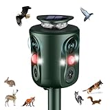 Katzenschreck Ultraschall Solar Tiervertreiber, 360° Marderschreck mit LED-Licht Katzenabwehr Marderabwehr Garten IP66 Wasserdicht 5 Modus Waschbär Abwehr für Katzen Hunde Marder Mäuse Vögel