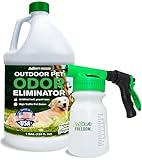 Nature's Freedom Hose-End Outdoor Pet Odor Eliminator – Gallon Enzyme Cleaner with Spray Gun for Yard, Turf, Patios, Kennels, Concrete