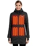 Venustas Women's Long Heated Down Jacket with Battery, 90% Duck Down Quilted Heated Puffer Jacket for Outdoor Camping Skiing