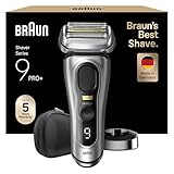 Braun Series 9 PRO +, Rasoio Elettrico Barba, Regolabarba Uomo, Rifinitore di precisione, Custodia da Viaggio in tessuto, Batteria Litio Ion, 100% Impermeabile Idea Regalo, 9517s Argento