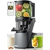 Canoly C16 Cold Press Juicer, 6" Extra Wide Feed Chute, 3-IN-1 Strainers (Juice & Sorbet & Nut Milk), Powerful AC Brushless Motor, Self Precut System, Juicer Machines with BPA-Free (Space Gray)