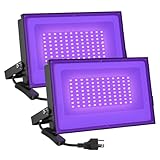 Onforu 2 Pack 60W LED Black Lights, Blacklight Flood Light with Plug, IP66 Waterproof Black Lights for Dance Party, Glow in The Dark, Halloween, Body Paint, Fluorescent Poster, Neon Glow